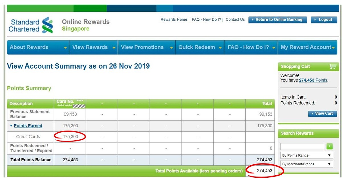 The StanChart X Card has finally awarded it’s 100,000 miles sign up